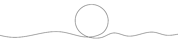 Непрерывный рисунок линии круглой рамки Значок одной линии рамки