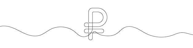 Vector continuous line drawing of ruble symbol currency line art of russian ruble sign