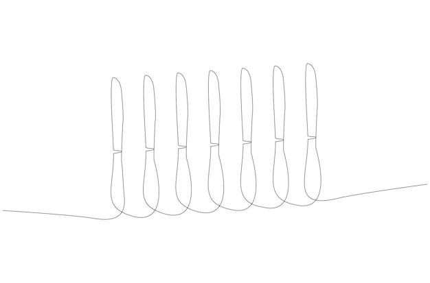 Vector continuous line drawing of set of kitchen knife vector illustration premium vector