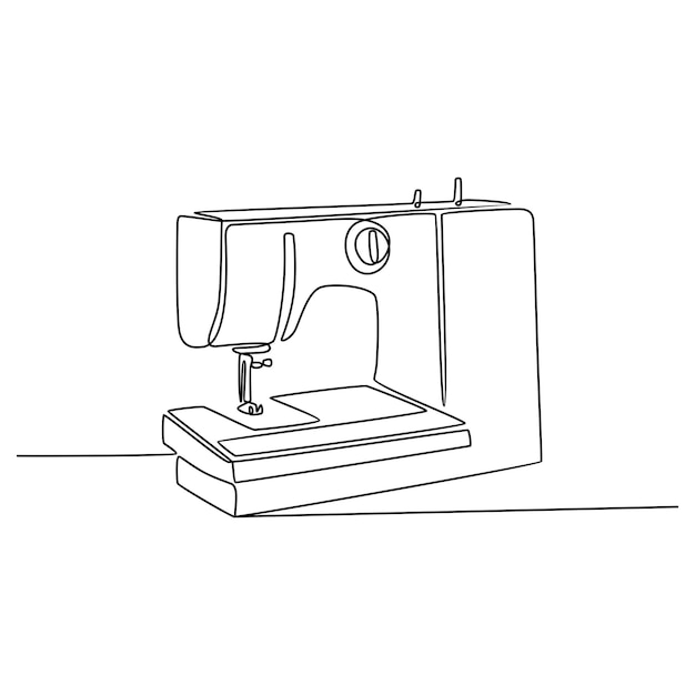 Continuous line drawing of sewing machine vector illustration