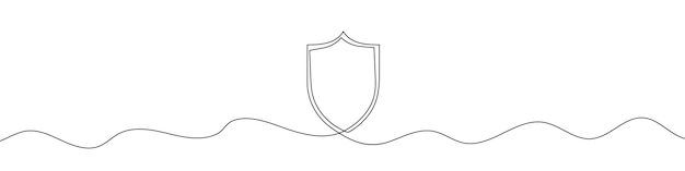 Continuous line drawing of shield One line drawing background Protection shield icon