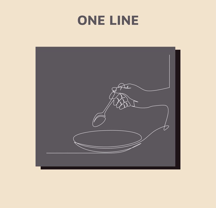 continuous line drawing of Side view of chef hand