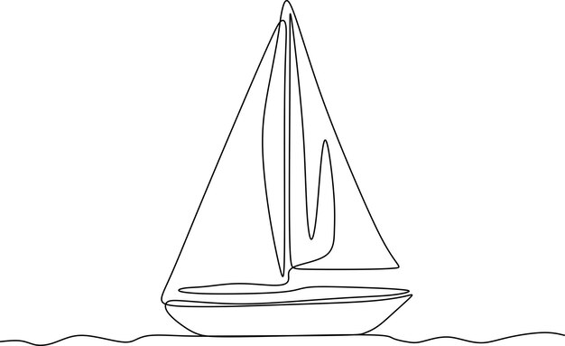 Vector continuous line drawing of a simple boat ship