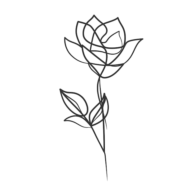 Continuous line drawing of simple flower illustration Abstract flower in one line art drawing