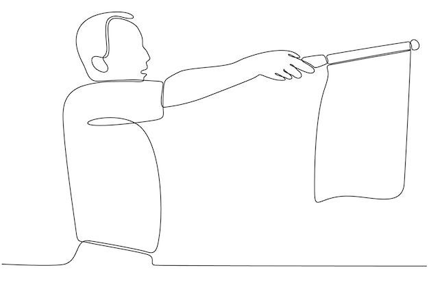 Continuous Line Drawing or Single Line Drawing Referee giving cards to premium players vector