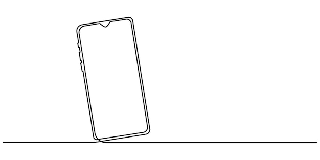スマートフォンのアイコンの連続線画 手描きのシンボル ベクトルイラスト スマートホンのシンボル