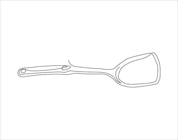 Vector continuous line drawing of spatula one line of spatula kitchen tool continuous line art editable outline