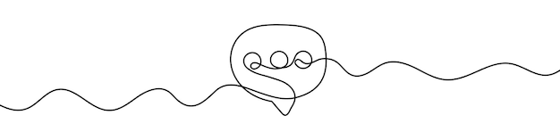 Continuous line drawing of speech bubble Linear drawing of a speech bubble