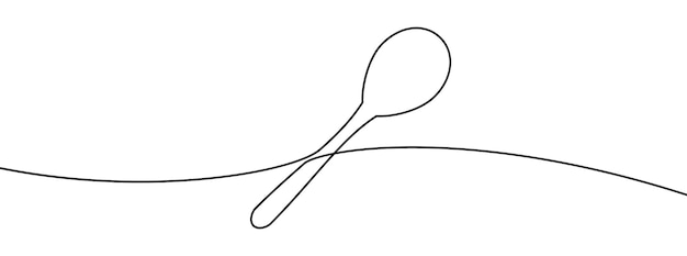 Continuous line drawing of spoon Spoon linear icon One line drawing Spoon continuous line icon