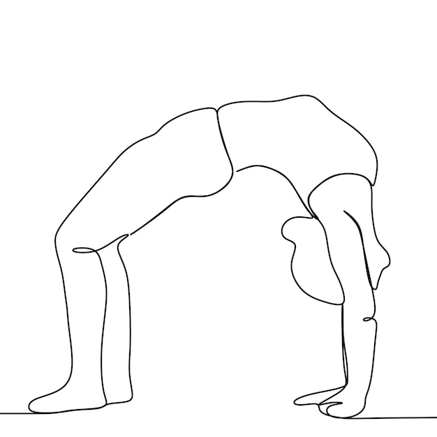 continuous line drawing sport woman doing yoga on white background