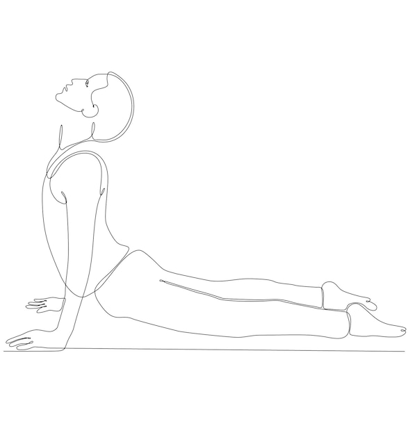 Continuous line drawing. sports man engaging in yoga on white background. Vector illustration