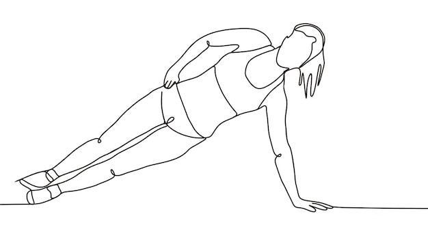 continuous line drawing sports woman engaged in yoga on a white background vector illustration