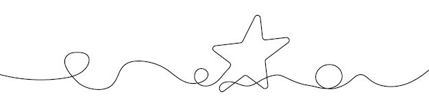 Continuous line drawing of star One line drawing background Linear star icon