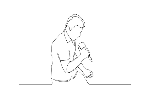 Continuous line drawing of a stylish male singer vector illustration Premium Vector