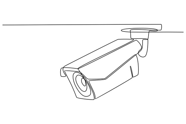 감시 cctv 카메라 스케치 벡터의 연속 선 그리기