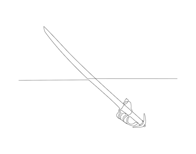 Vector continuous line drawing of sword one line of sword blade continuous line art editable outline