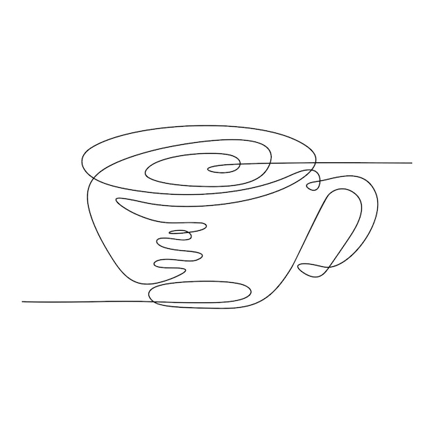 Disegno a tratteggio continuo della tazza da tè