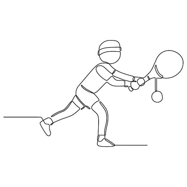 Continuous line drawing of tennis Vector illustration isolated on white background