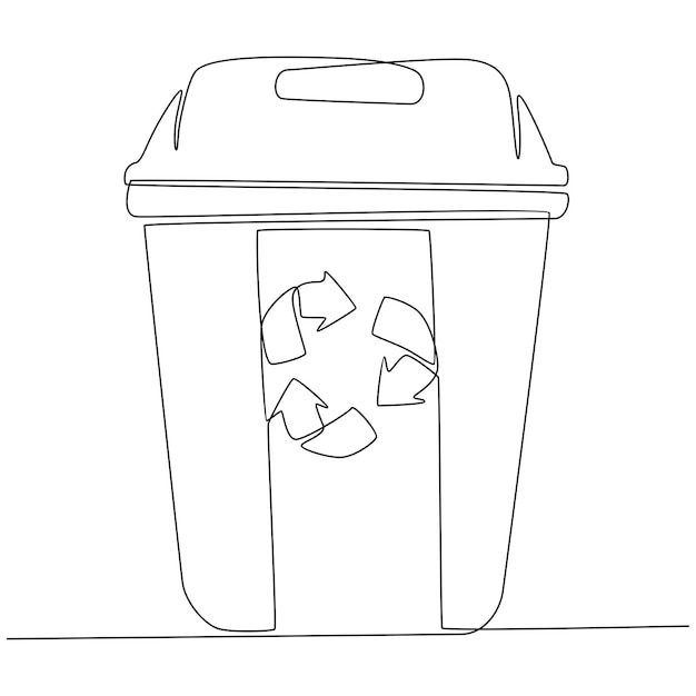 Vector continuous line drawing of trash can vector illustration