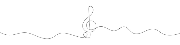 Vector continuous line drawing of treble clef one line drawing background line art of treble clef