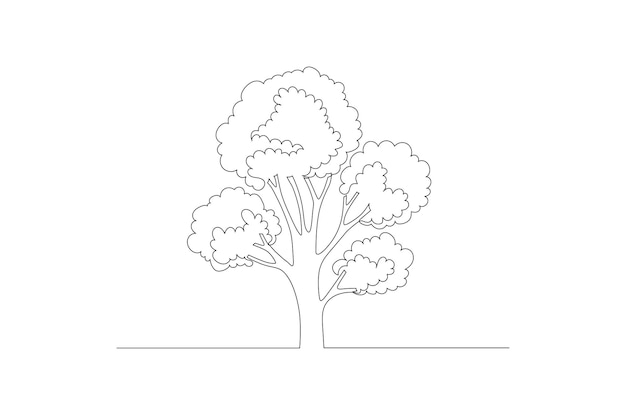 Continuous line drawing of a tree life concept isolated on a white background Free vector