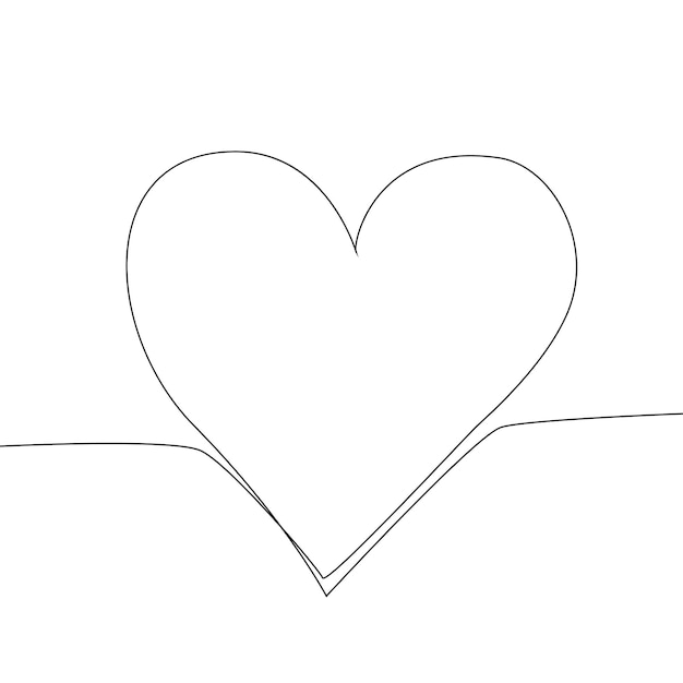 Continuous line drawing two hearts Black and white minimalist illustration of love concept