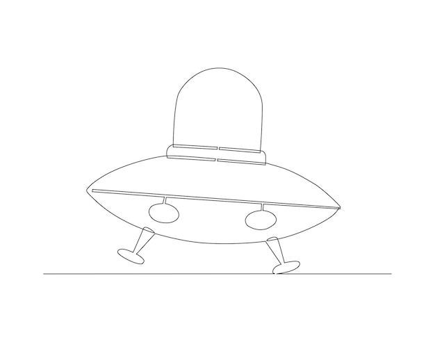 Vector continuous line drawing of ufo one line of outer space concept ufo continuous line art editable outline