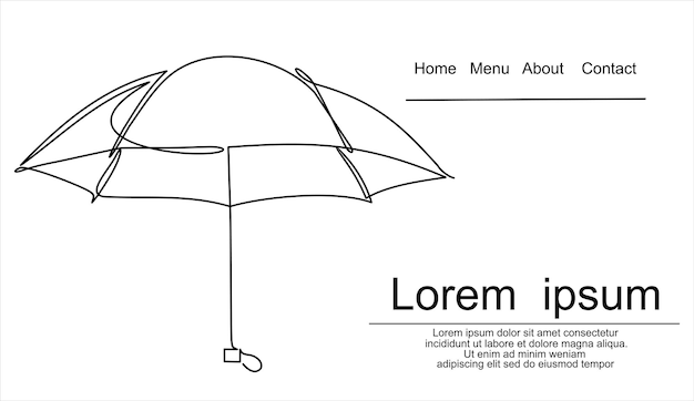 continuous line drawing of umbrella.Accommodation flat vector icon