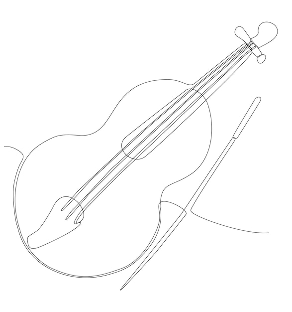 Vector continuous line drawing of violin
