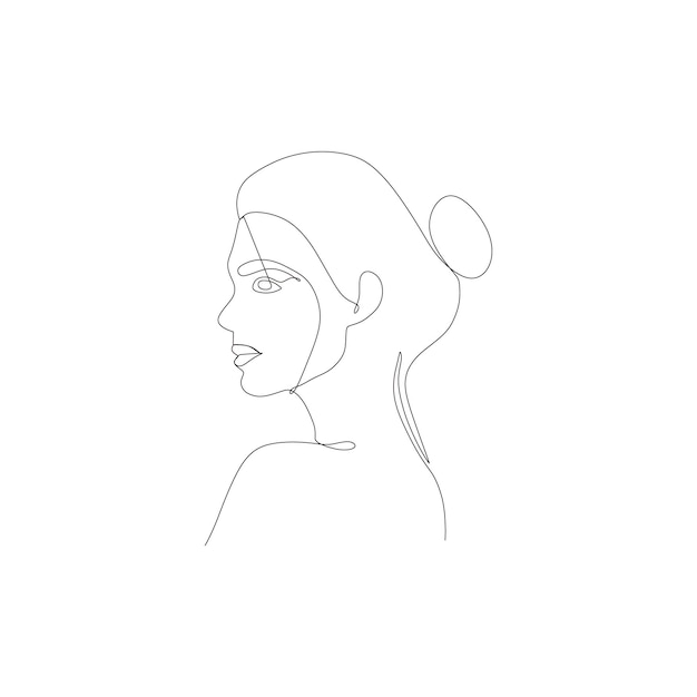 Continuous line drawing of woman face