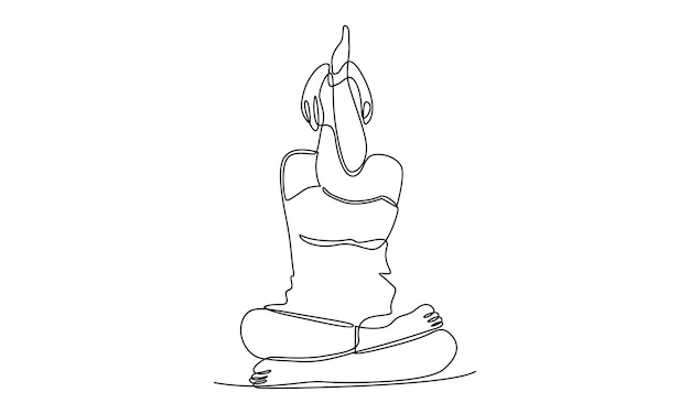 continuous line drawing of woman sitting in yoga pose