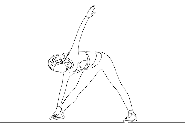 Vector continuous line drawing of women fitness yoga concept vector health illustration