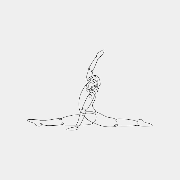 Continuous Line Drawing Of Women Fitness Yoga Concept