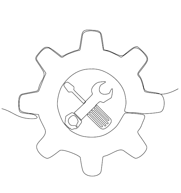 Непрерывный рисунок векторной иллюстрации гаечного ключа