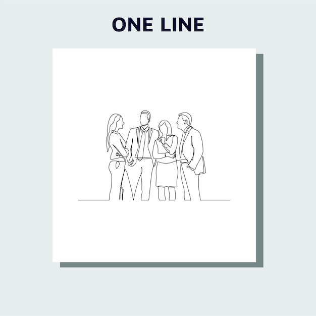 continuous line drawing of young businessman standing
