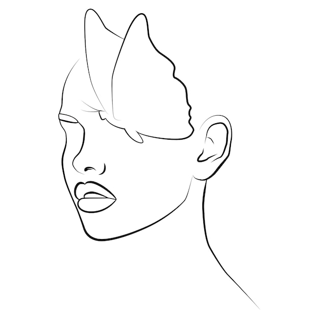 continuous line face drawing fashion concept minimalist beauty of a woman