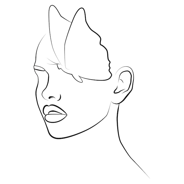 Continuous line face drawing fashion concept minimalist beauty of a woman