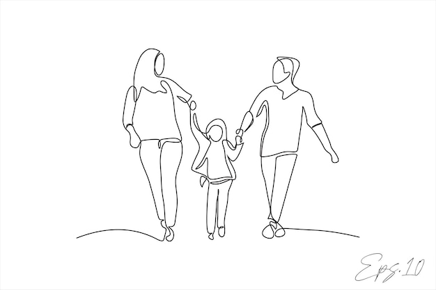 continuous line of families hand in hand