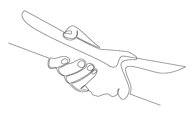 Continuous line of give a helping hand