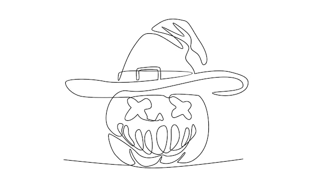 Continuous line of Halloween pumpkin