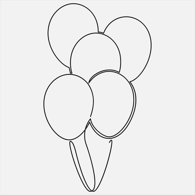 Vector continuous line hand drawing vector illustration balloon art