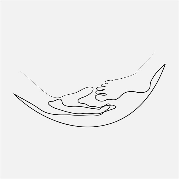 Continuous line hand drawing vector illustration foot art