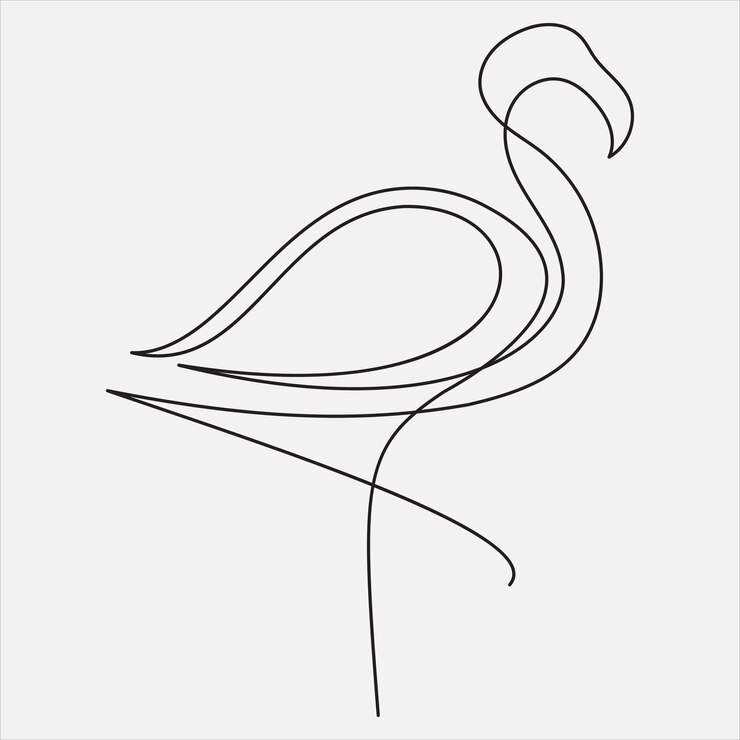 Vector continuous line hand drawing vector illustration heron art