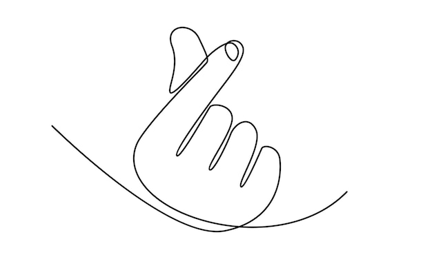 Vector continuous line of hand love sign illustration