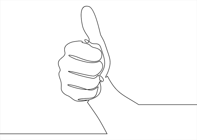 continuous line hand thumbs up vector