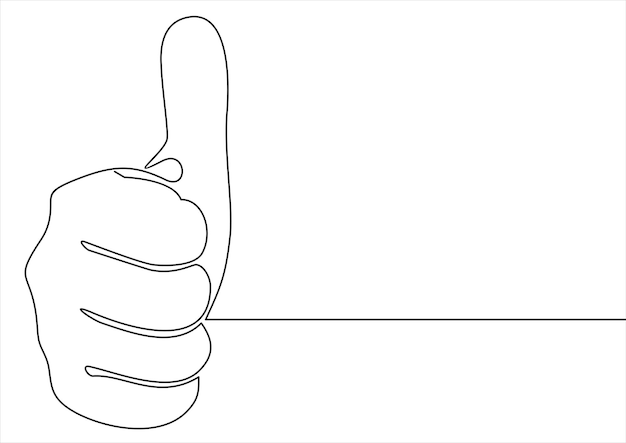 Continuous line hand thumbs up vector