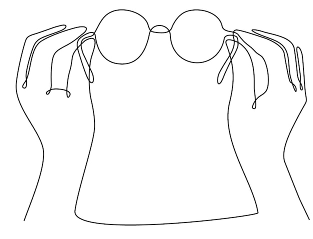 Vector continuous line of hands holding premium glasses vector