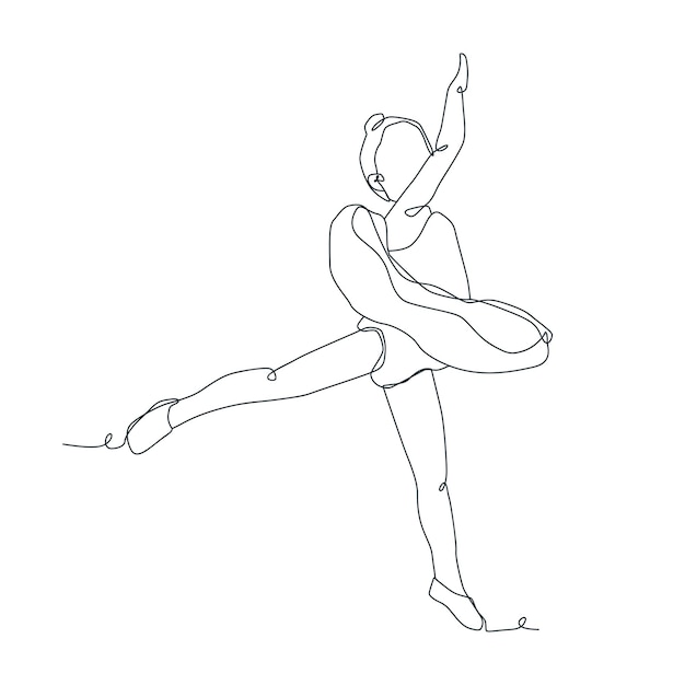 Continuous line illustration of ballet dancer