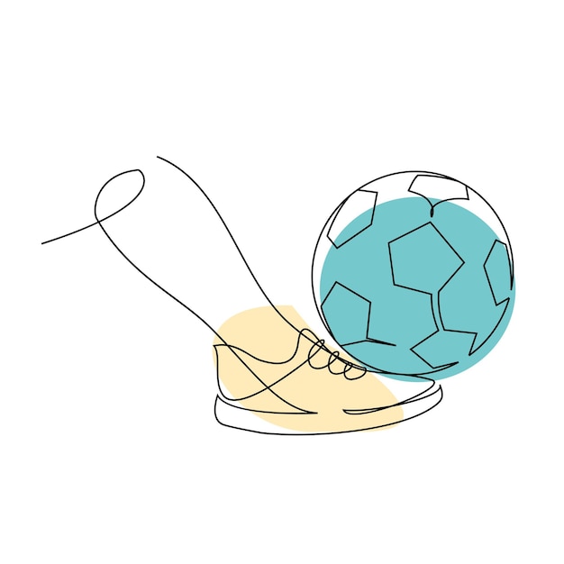 연속 선 그림 축구 공을 차기