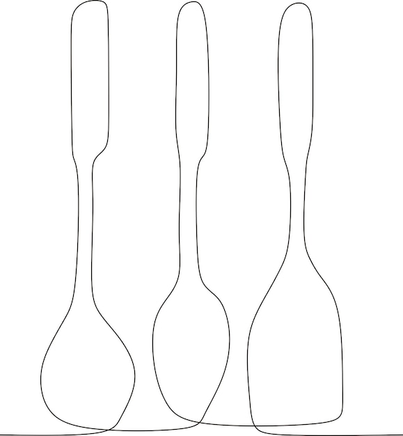 Continuous line illustration of kitchen utensils